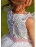Feifei Sleeves White Lace Tulle Tutu Flower Girl Dress